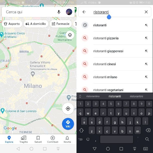 Ricerca di luoghi su Google Maps