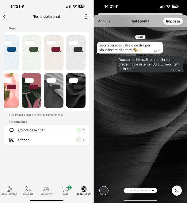 iPhone temi chat WhatsApp