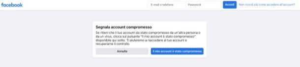 Proteggere account Facebook compromesso