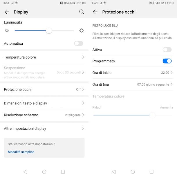 Come attivare la modalità Protezione occhi su Huawei