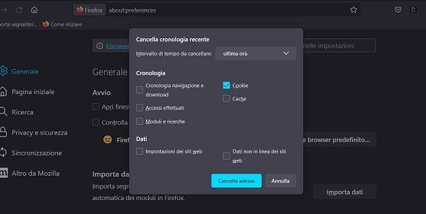 Come eliminare i cookie da Firefox