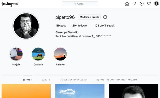 Vedere numero di telefono su Instagram da PC