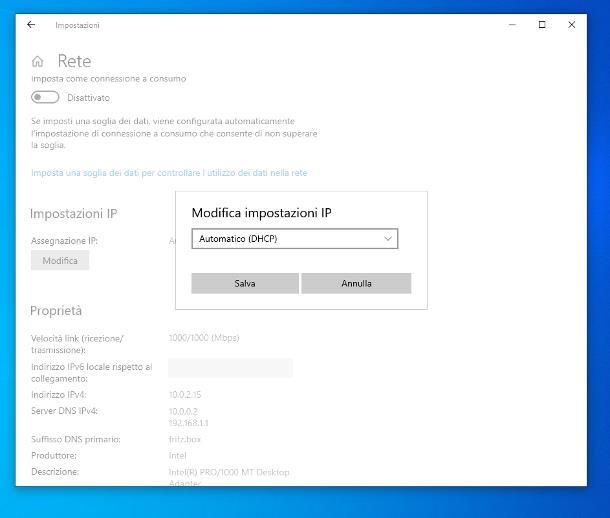 Come configurare rete Ethernet: Windows 10