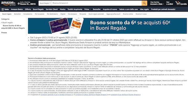 Promozioni buoni regalo Amazon