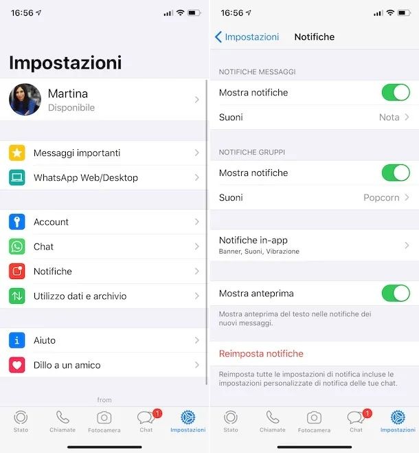 Attivare notifiche WhatsApp iOS