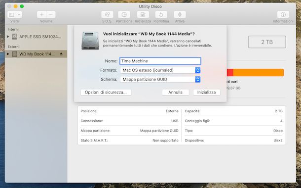 Formattazione hard disk con Utility Disco