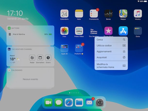 Organizzare schermata Home iPad