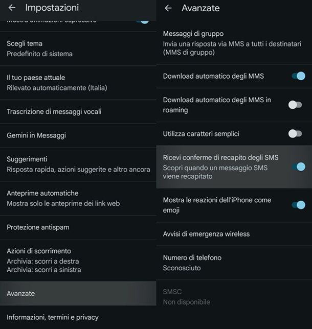 Come capire se un SMS è stato ricevuto Android