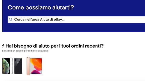 Contattare eBay in caso di problemi