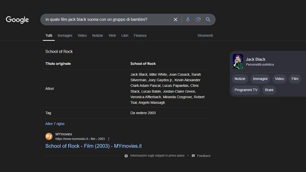Altre opzioni per trovare un film da una scena Google