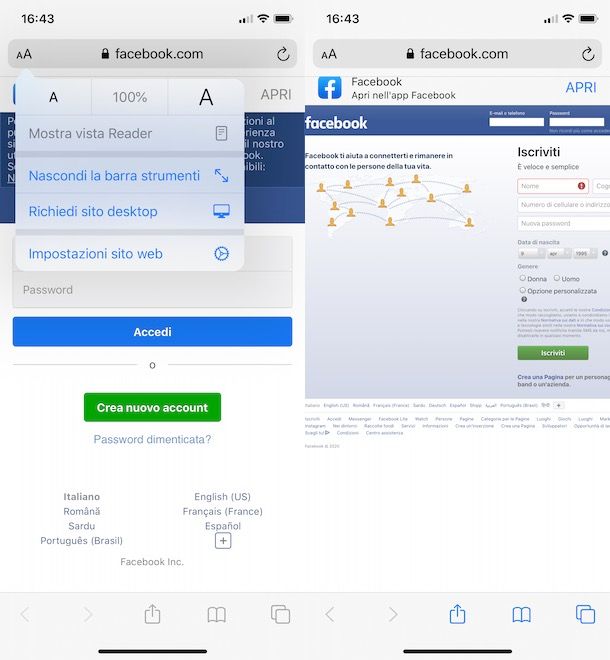 Accedere a Facebook senza account da smartphone