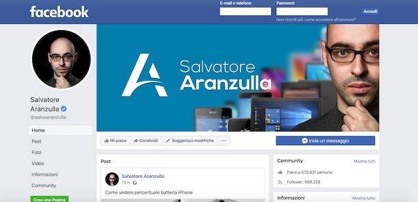 Vedere Pagine Facebook senza account