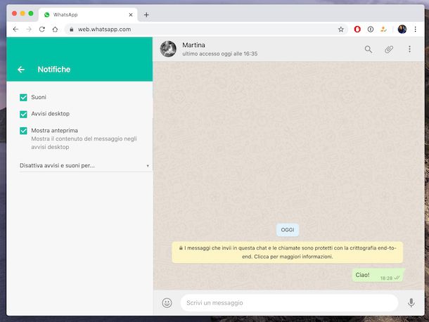 Attivare notifiche WhatsApp Web