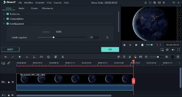 Come stabilizzare un video con Filmora