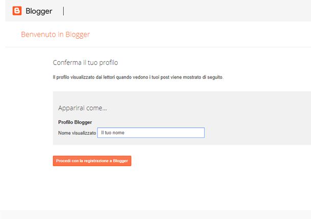 Inserisci il tuo nome da Blogger