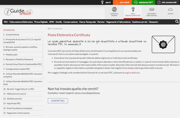 Per maggiori informazioni sulla PEC Aruba