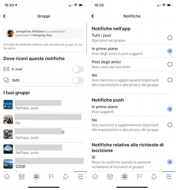 Silenziare notifiche gruppo Facebook