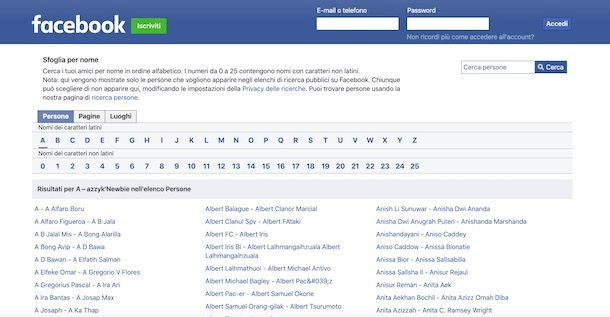 Cercare una persona su Facebook