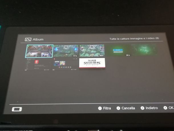 Navigare nella galleria di Nintendo Switch