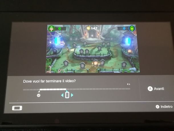 Tagliare un video catturato con Nintendo Switch