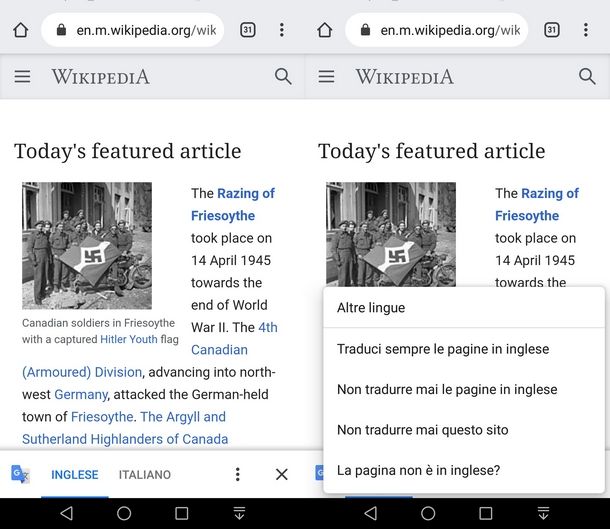 Usare Chrome Mobile per tradurre siti