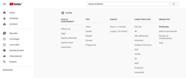 Ricorrere ai filtri per migliorare le ricerche YouTube