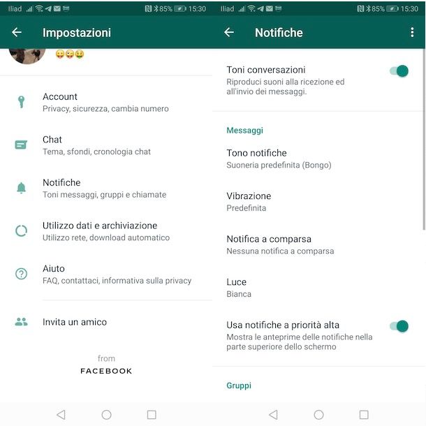 Come silenziare le notifiche di WhatsApp