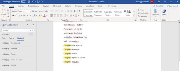 Trovare una parola in un documento Word