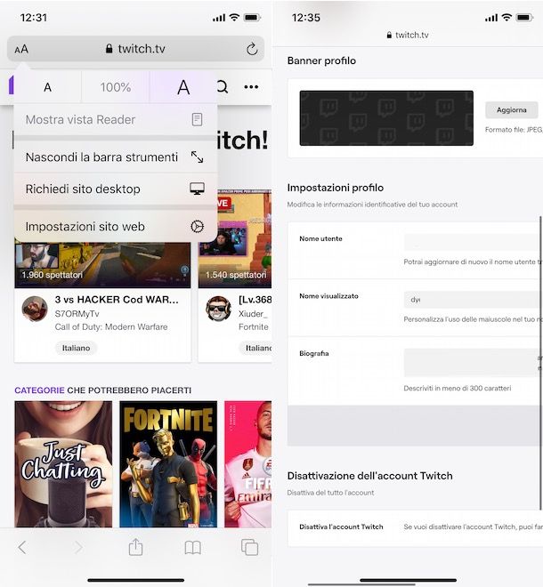 Come cambiare nome su Twitch iPhone