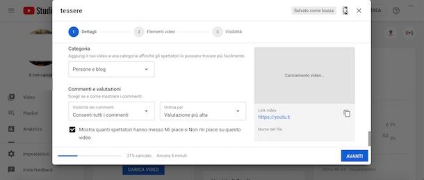 Attivare commenti YouTube in fase di caricamento