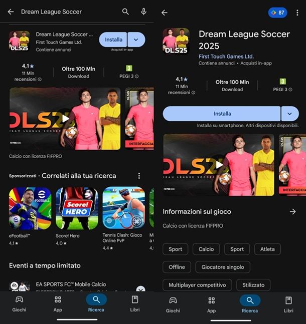 Come scaricare Dream League Soccer su Android Play Store