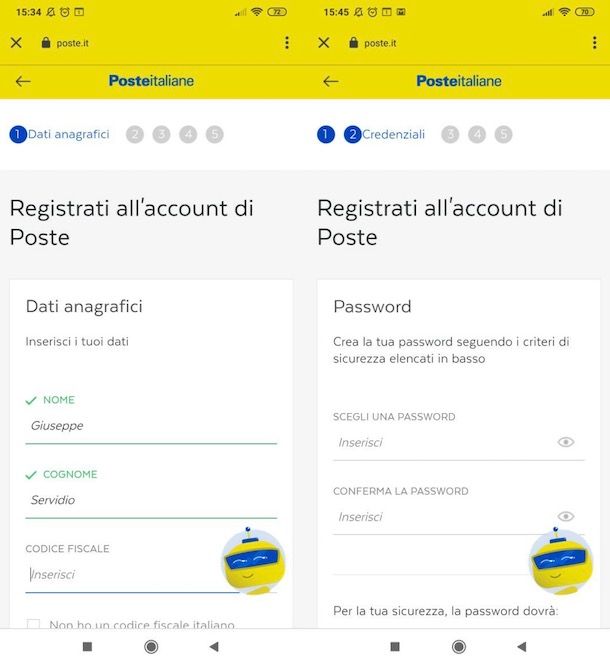 Registrarsi al sito di Poste Italiane