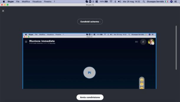 Condivisione schermo Skype computer