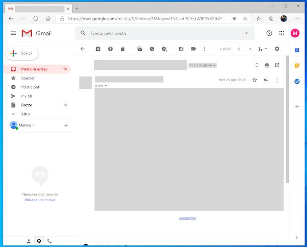 Gmail Web annullamento newsletter