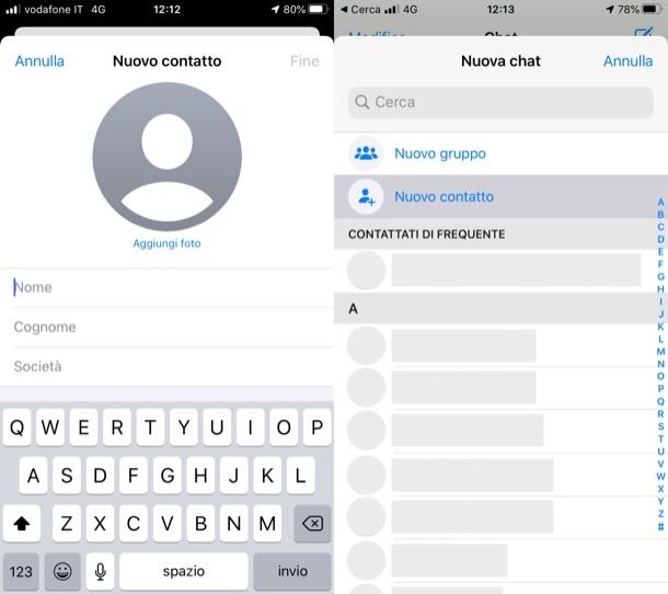 Salvare numero ragazza su WhatsApp iPhone