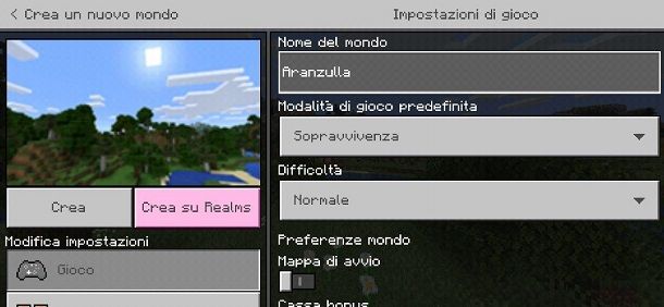 Sopravvivenza Minecraft Bedrock