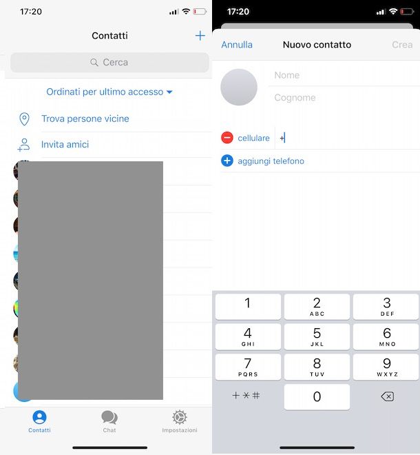 Aggiungere contatto Telegram