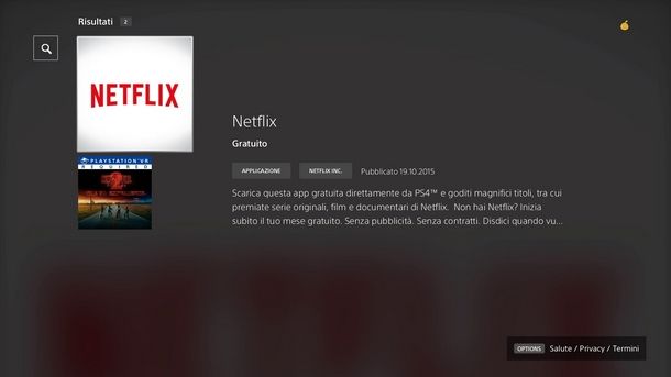 App PS4 di Netflix