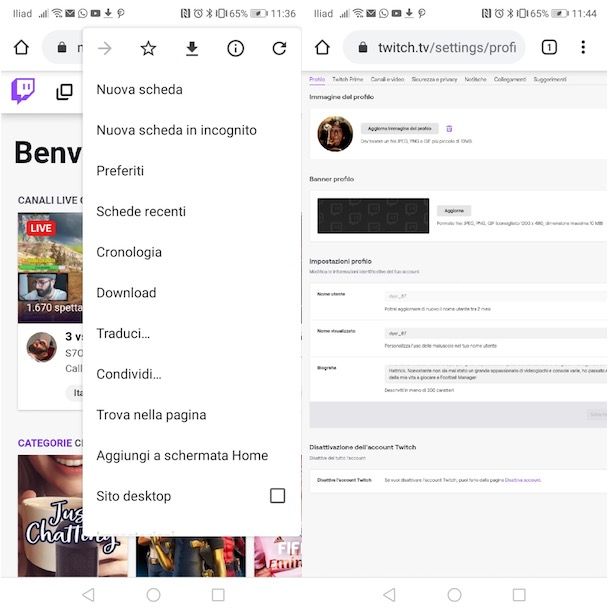 Come cambiare nome su Twitch Android