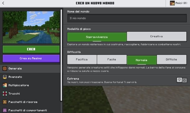 Come creare un nuovo mondo su Minecraft