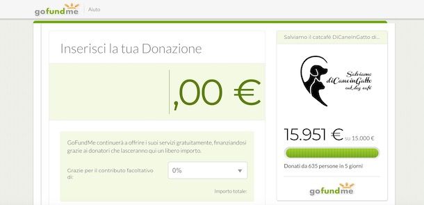 Fare una donazione su GoFundMe