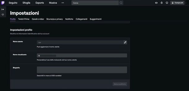 Come cambiare nome su Twitch da PC