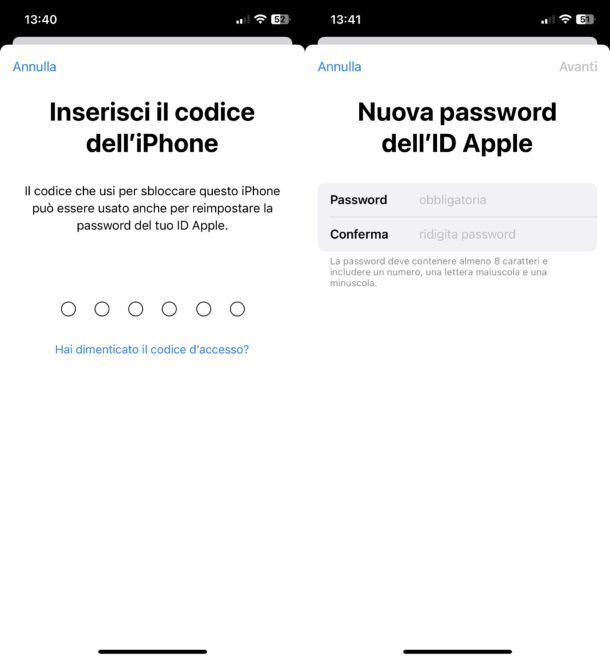 Recuperare password ID Apple