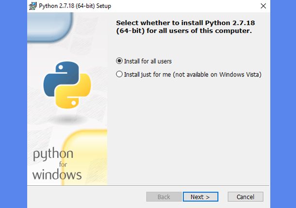 L'installazione di Python 2 su Windows