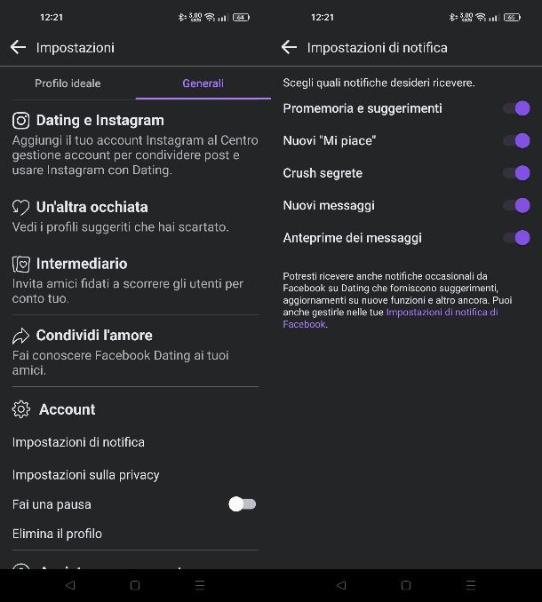Come attivare notifiche dating Facebook su cellulare