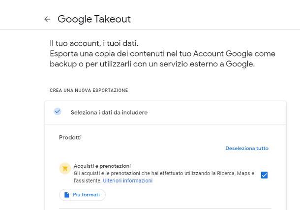 Come funziona Google Takeout