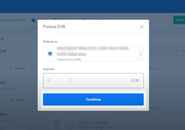 Prelevare da Coinbase