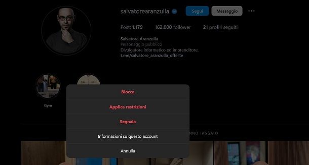 Come bloccare su Instagram