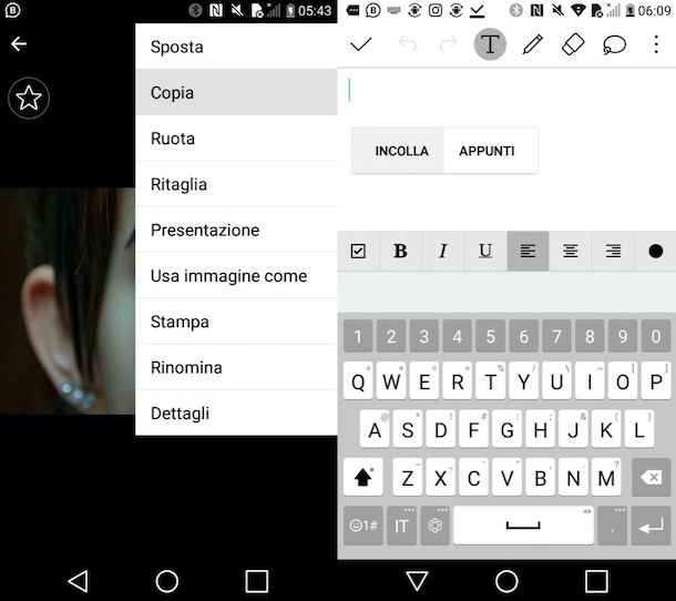 Fare copia e incolla di una foto su Android