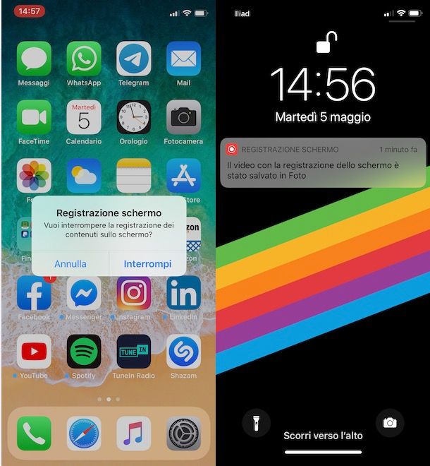 Interrompere registrazione schermo iPhone